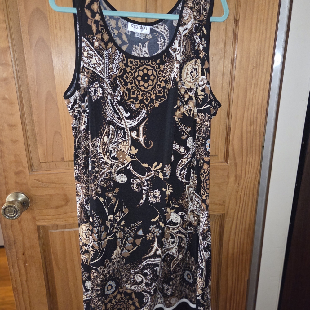 Studio I Black and Brown Paisley Mini Dress